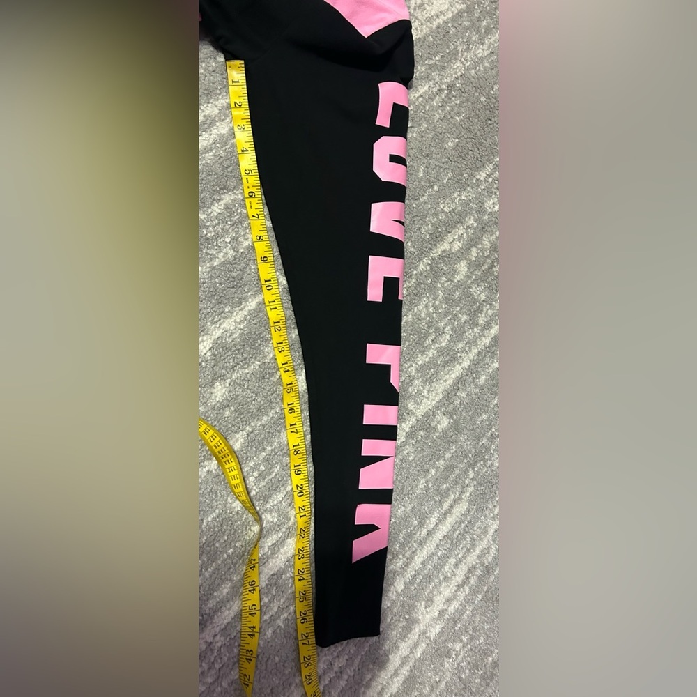 Victorias Secret PINK Y2K Style Foldover Waist Leggings Size M Love Pink Trendy - Picture 6 of 7